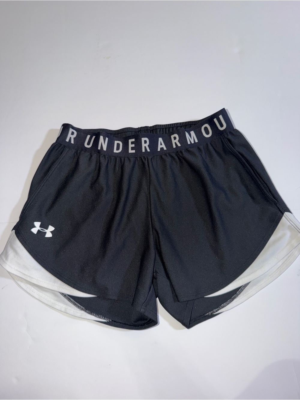 Under Armour Black Athletic Shorts with White Trim